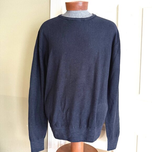 mens size XXL navy blue virgin wool Belstaff sweater jumper seedstitch - Picture 1 of 10